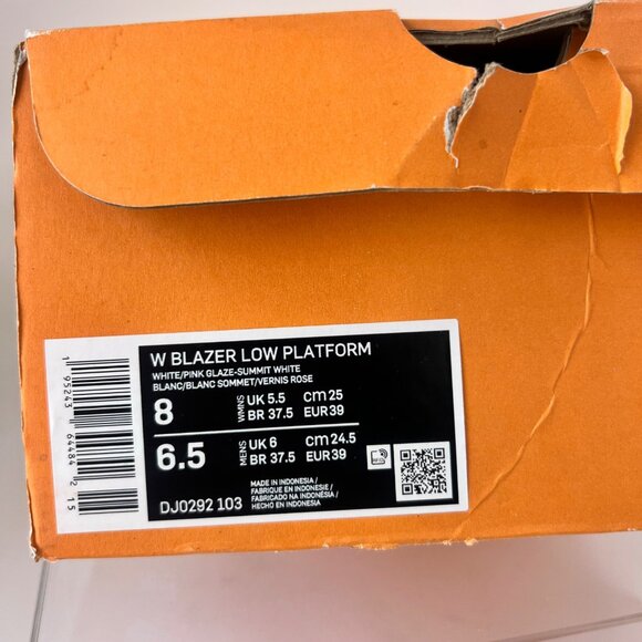 Nike Blazer Low Platform Sneakers White Pink  Women Athletic Shoes size 8 - Picture 7 of 8